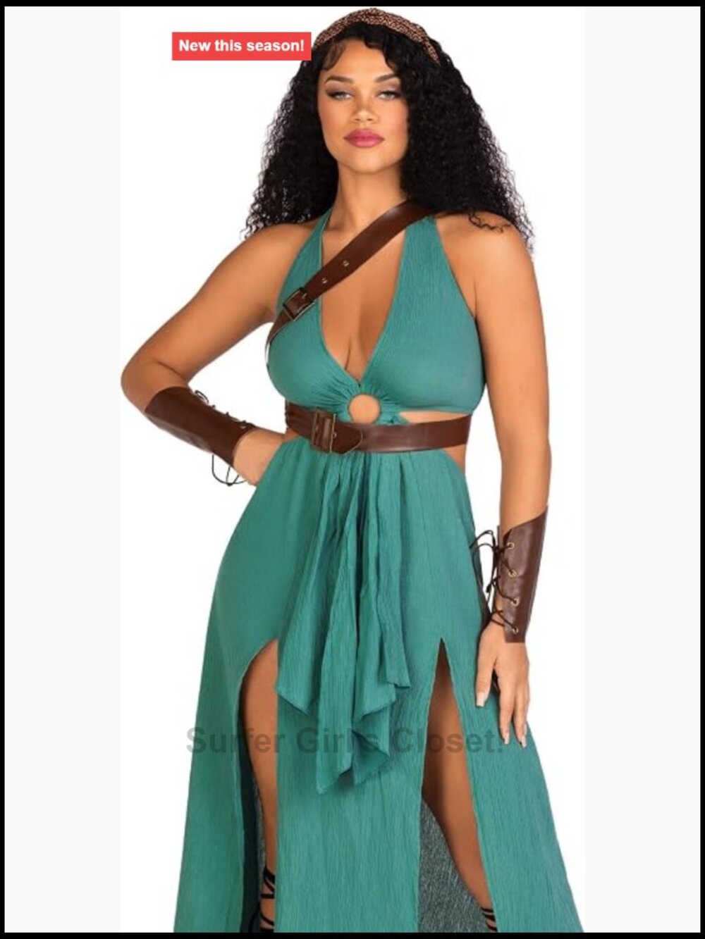 Warrior Maiden 4 Piece Costume with O-Ring Dress for Women
